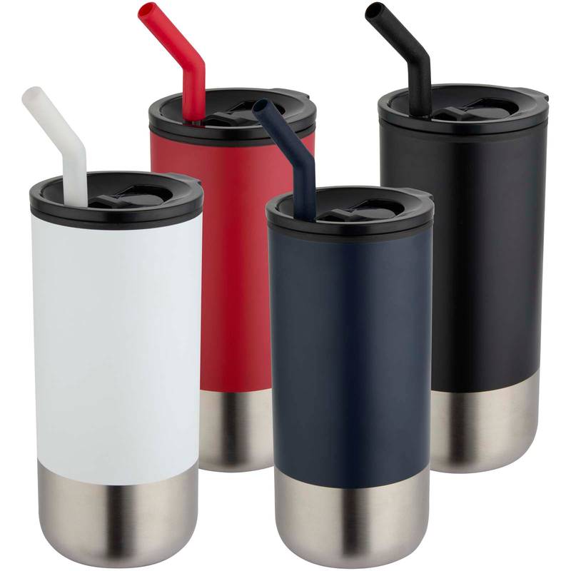 Grayson 480ml hrnček s tepelnou izoláciou s certifikáciou RCS a slamkou, biela Grayson 480ml hrnček s tepelnou izoláciou s certifikáciou RCS a slamkou, biela