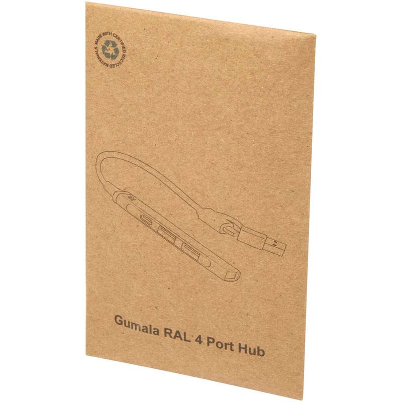 Alkaid 4portový USB-A a Type-C hub z recykl. hliníku s duálním vstupem, šedá Silver Alkaid 4portový USB-A a Type-C hub z recykl. hliníku s duálním vstupem, šedá Silver