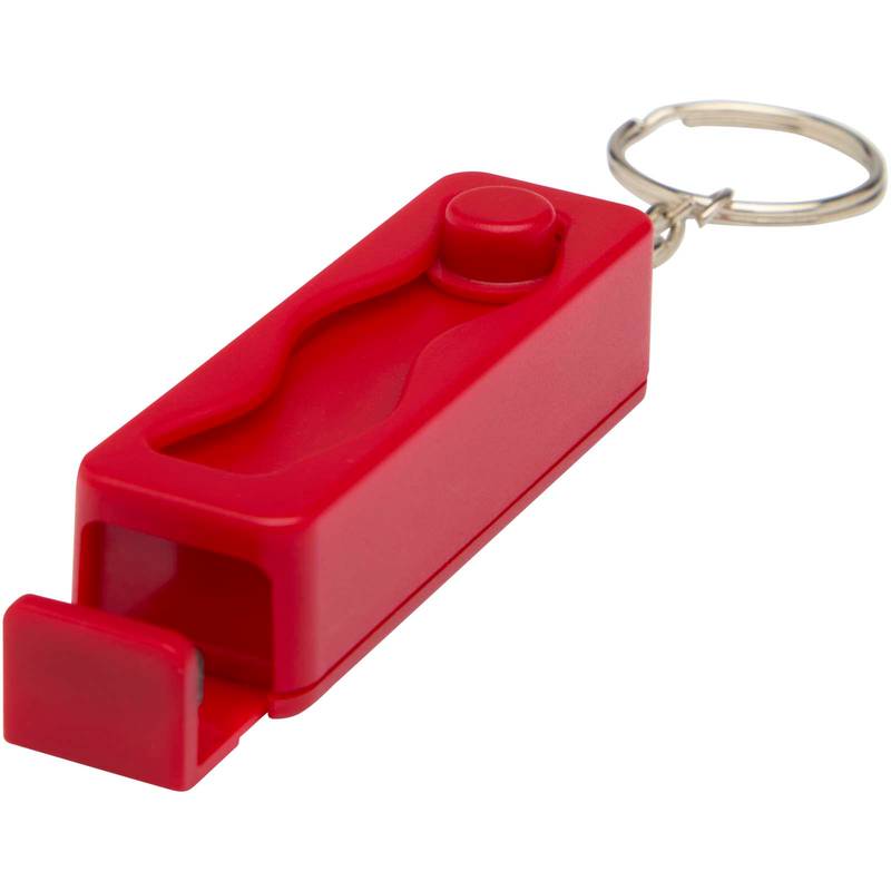 Aggia bambusový stojan na telefón s antistresovou hračkou z recykl. plastu, červená, červená Aggia bambusový stojan na telefón s antistresovou hračkou z recykl. plastu, červená, červená