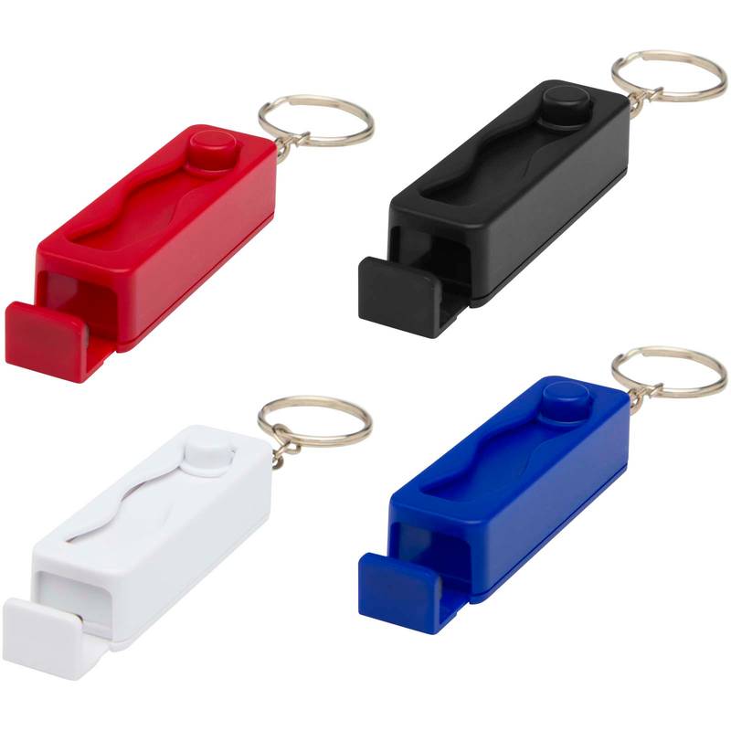 Aggia bambusový stojan na telefón s antistresovou hračkou z recykl. plastu, červená, červená Aggia bambusový stojan na telefón s antistresovou hračkou z recykl. plastu, červená, červená