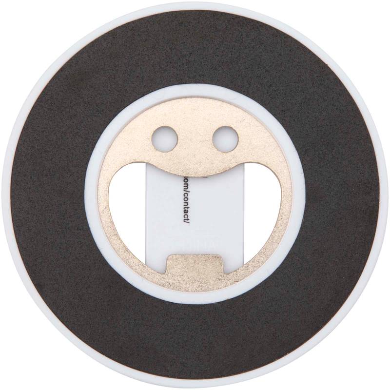 Ain magnetický stojan na telefon z recykl. plastu s otvírákem na láhve, bílá Ain magnetický stojan na telefon z recykl. plastu s otvírákem na láhve, bílá