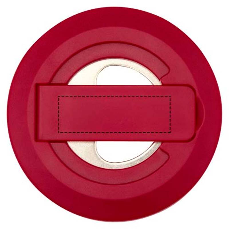 Ain magnetický stojan na telefón z recykl. plastu s otváračom na fľaše, červená, červená Ain magnetický stojan na telefón z recykl. plastu s otváračom na fľaše, červená, červená