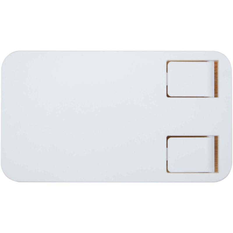 Alfirk skládací stojan na telefon z recykl. plastu s bambusovými detaily, bílá Alfirk skládací stojan na telefon z recykl. plastu s bambusovými detaily, bílá