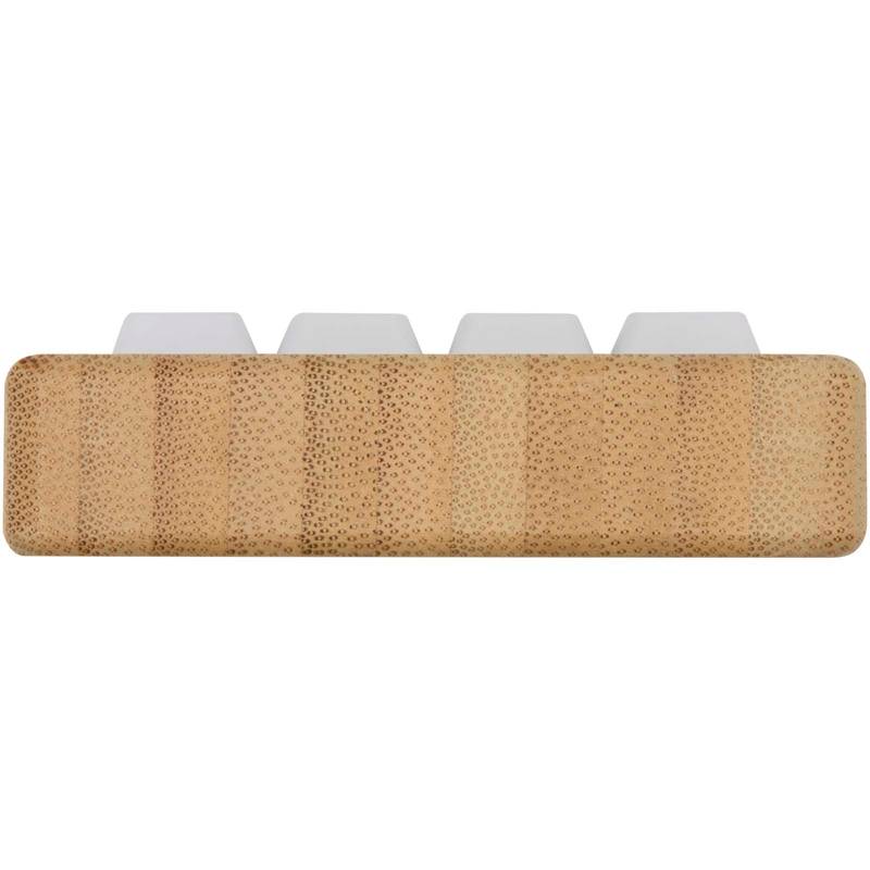 Algol stojan na telefón a antistresová hračka z recykl. plastu s bambusovými detailmi, hnedá Algol stojan na telefón a antistresová hračka z recykl. plastu s bambusovými detailmi, hnedá