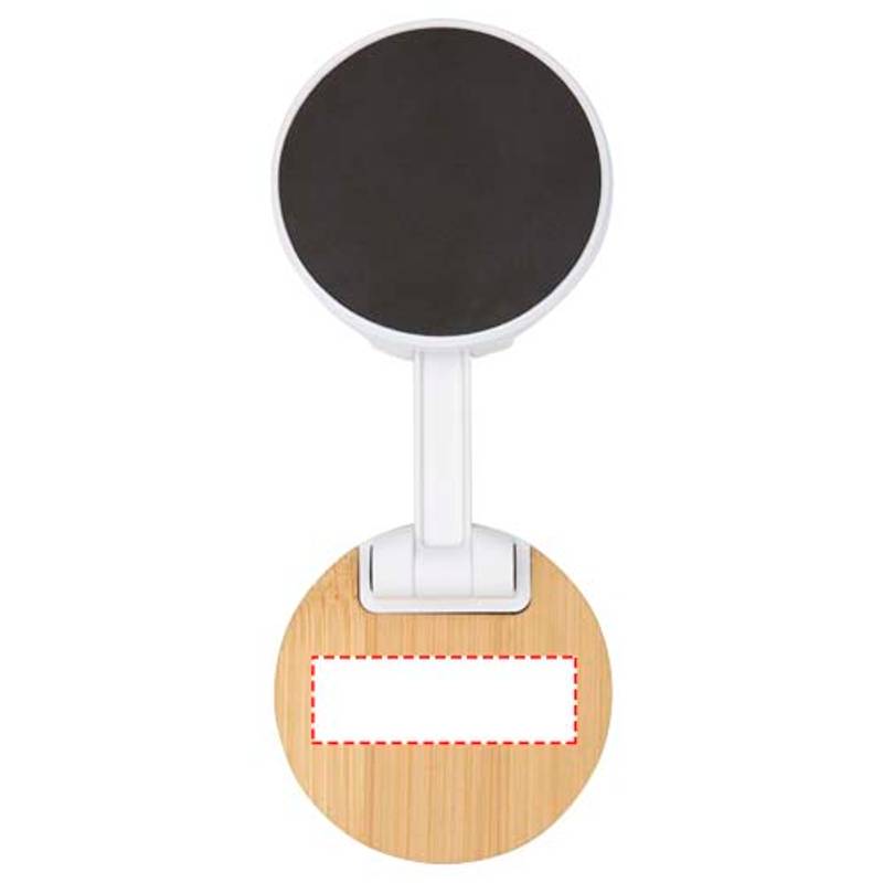 Alcor skládací magnetický stojan na telefon z recykl. plastu s bambusovými detaily, bílá Alcor skládací magnetický stojan na telefon z recykl. plastu s bambusovými detaily, bílá