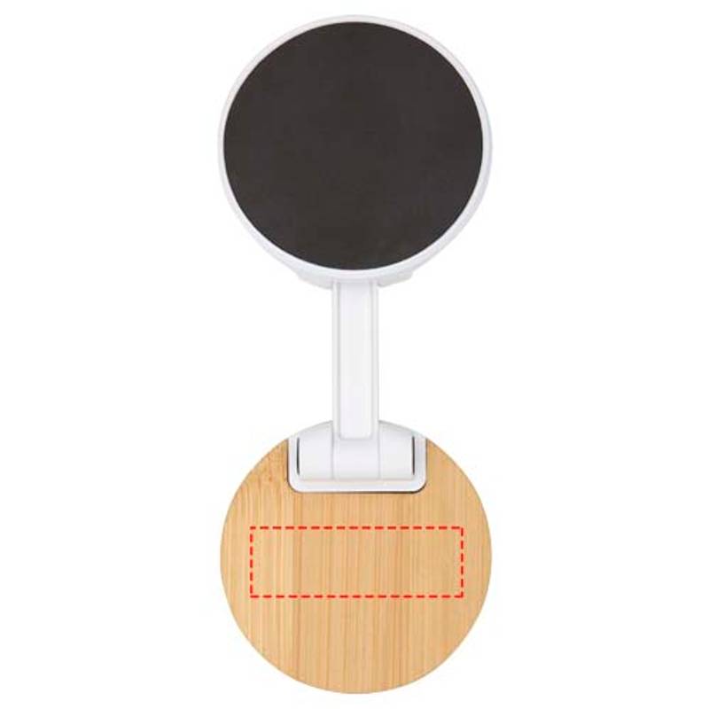 Alcor skládací magnetický stojan na telefon z recykl. plastu s bambusovými detaily, bílá Alcor skládací magnetický stojan na telefon z recykl. plastu s bambusovými detaily, bílá