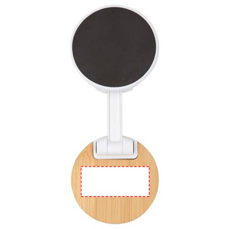 Alcor skládací magnetický stojan na telefon z recykl. plastu s bambusovými detaily, bílá Alcor skládací magnetický stojan na telefon z recykl. plastu s bambusovými detaily, bílá