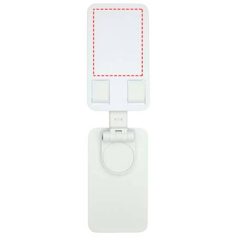 Alhena skladací držiak na telefón z recykl. plastu s kovovým stolným stojanom, biela Alhena skladací držiak na telefón z recykl. plastu s kovovým stolným stojanom, biela