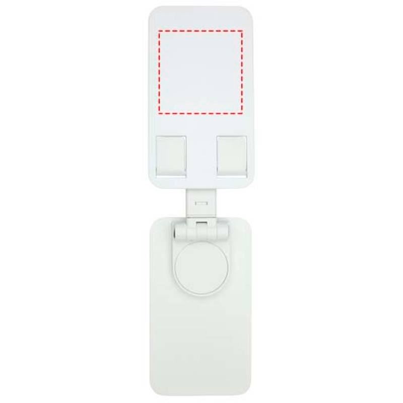 Alhena skladací držiak na telefón z recykl. plastu s kovovým stolným stojanom, biela Alhena skladací držiak na telefón z recykl. plastu s kovovým stolným stojanom, biela