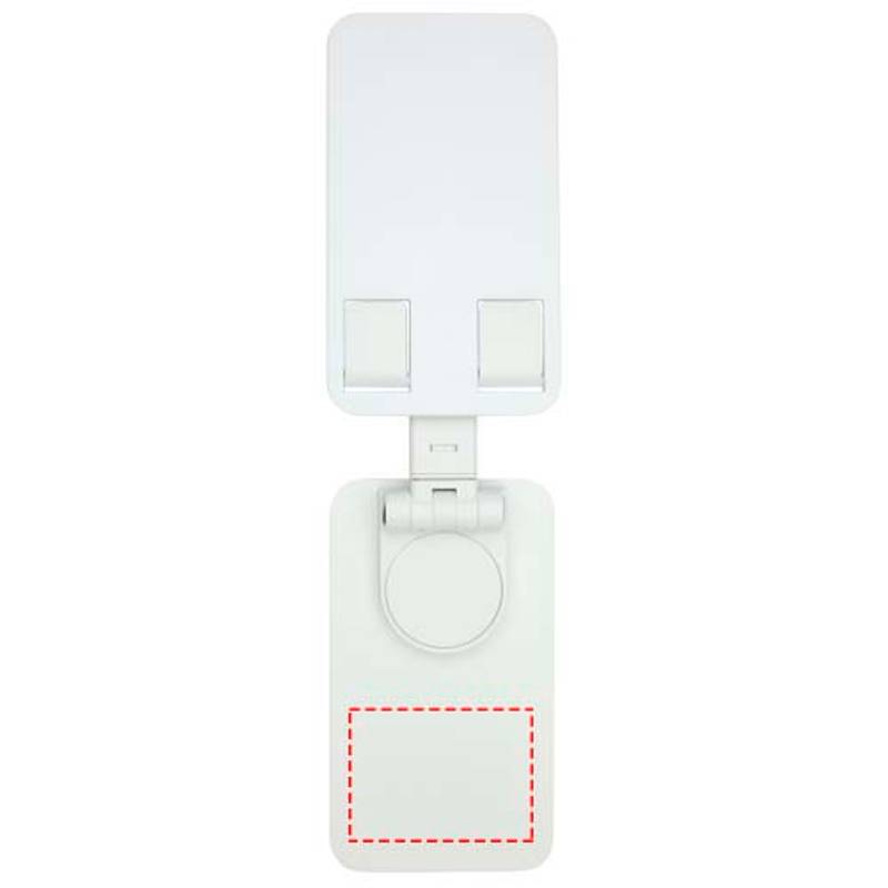 Alhena skladací držiak na telefón z recykl. plastu s kovovým stolným stojanom, biela Alhena skladací držiak na telefón z recykl. plastu s kovovým stolným stojanom, biela