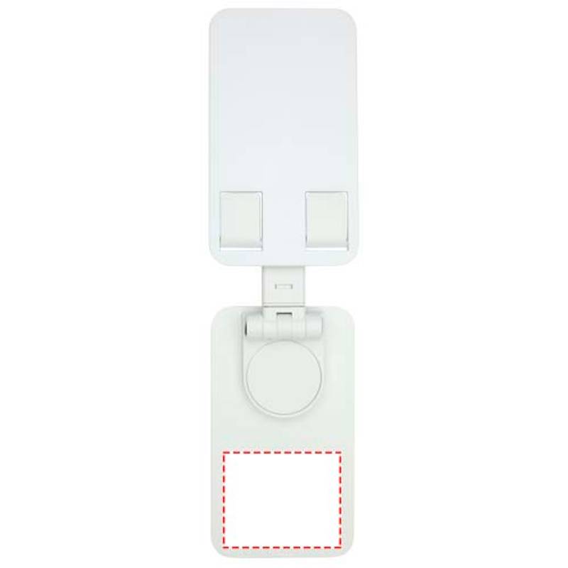 Alhena skladací držiak na telefón z recykl. plastu s kovovým stolným stojanom, biela Alhena skladací držiak na telefón z recykl. plastu s kovovým stolným stojanom, biela