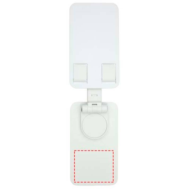 Alhena skladací držiak na telefón z recykl. plastu s kovovým stolným stojanom, biela Alhena skladací držiak na telefón z recykl. plastu s kovovým stolným stojanom, biela