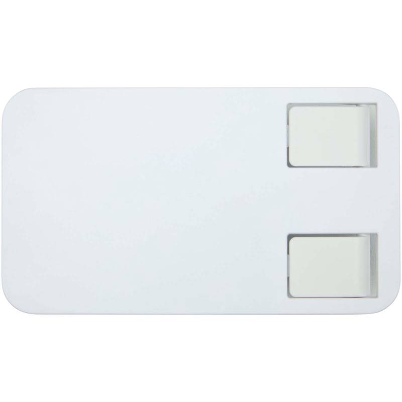 Alhena skladací držiak na telefón z recykl. plastu s kovovým stolným stojanom, biela Alhena skladací držiak na telefón z recykl. plastu s kovovým stolným stojanom, biela