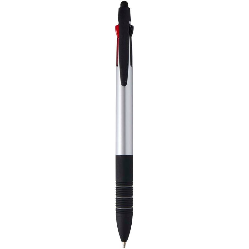 Trine kuličkové pero z recykl. RCS se 3 náplněmi a stylusem, šedá Silver Trine kuličkové pero z recykl. RCS se 3 náplněmi a stylusem, šedá Silver