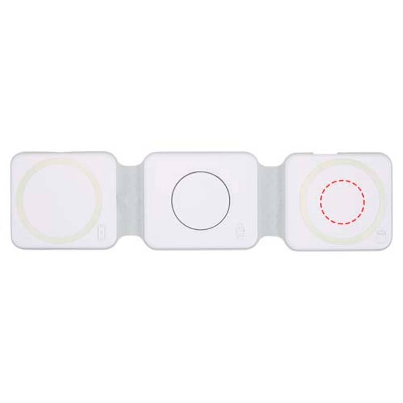 Armus skladacia bezdrôtová nabíjačka 3v1 z recykl. plastu s výkonom 15 W, biela Armus skladacia bezdrôtová nabíjačka 3v1 z recykl. plastu s výkonom 15 W, biela