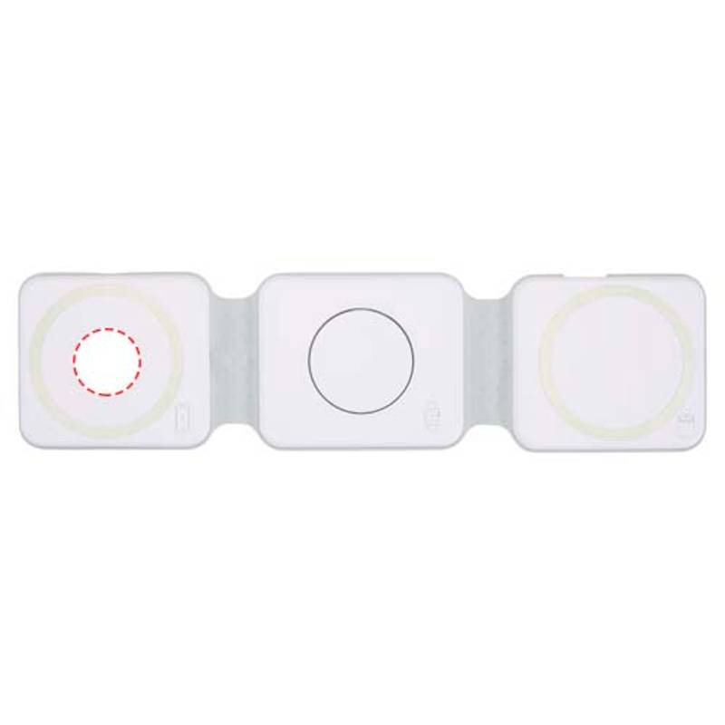 Armus skladacia bezdrôtová nabíjačka 3v1 z recykl. plastu s výkonom 15 W, biela Armus skladacia bezdrôtová nabíjačka 3v1 z recykl. plastu s výkonom 15 W, biela