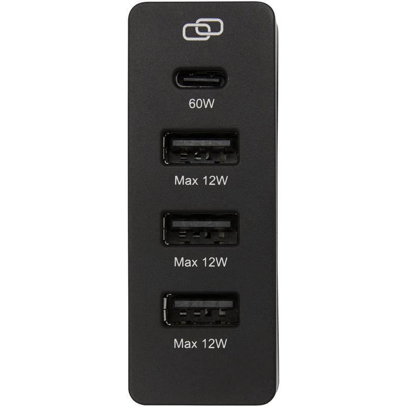 Dobíjecí stanice PD z recykl. plastu 72W ADAPT, černá Dobíjecí stanice PD z recykl. plastu 72W ADAPT, černá