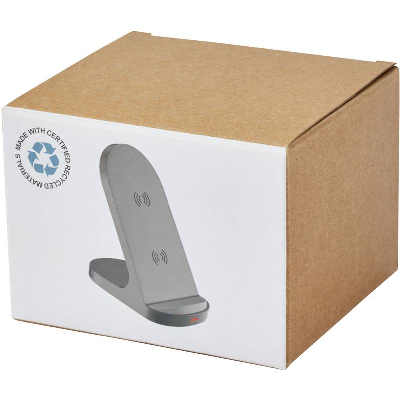 Loop stojan z RCS recykl. plastu pro bezdrátové nabíjení s 15W duální cívkou, černá Loop stojan z RCS recykl. plastu pro bezdrátové nabíjení s 15W duální cívkou, černá