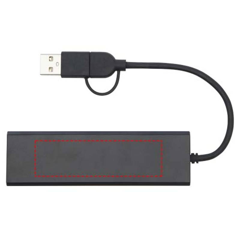 Rise USB 2.0 hub z RCS recykl. hliníku, černá Rise USB 2.0 hub z RCS recykl. hliníku, černá