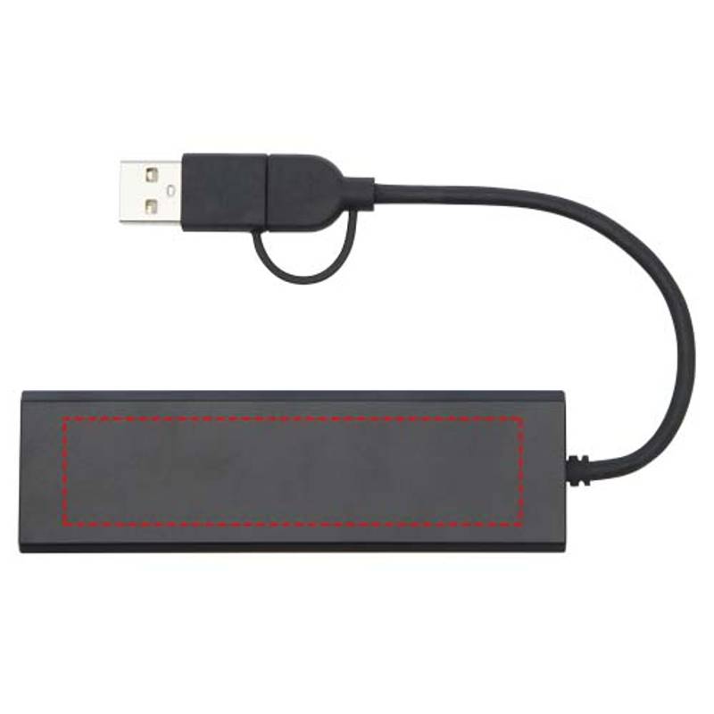 Rise USB 2.0 hub z RCS recykl. hliníku, černá Rise USB 2.0 hub z RCS recykl. hliníku, černá