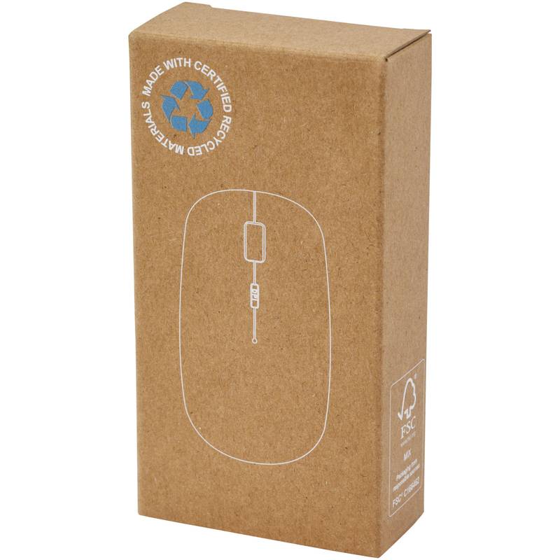 Bezdrátová myš Menlo z recykl. plastu RCS, bílá Bezdrátová myš Menlo z recykl. plastu RCS, bílá