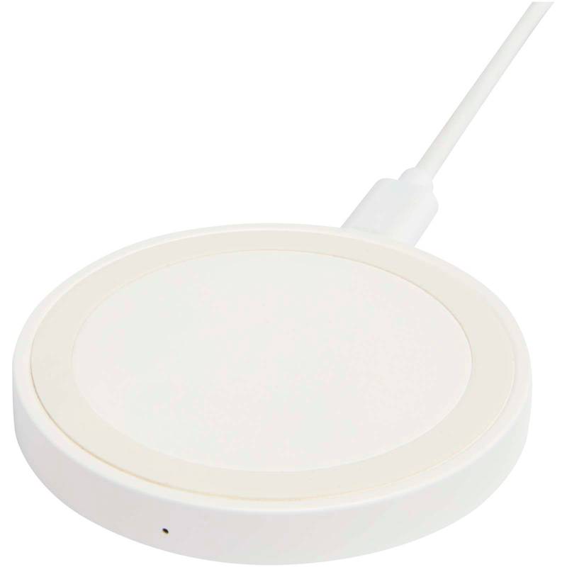 Bezdrátová nabíjecí podložka o výkonu 15 W z recykl. plastu Freal, bílá Bezdrátová nabíjecí podložka o výkonu 15 W z recykl. plastu Freal, bílá