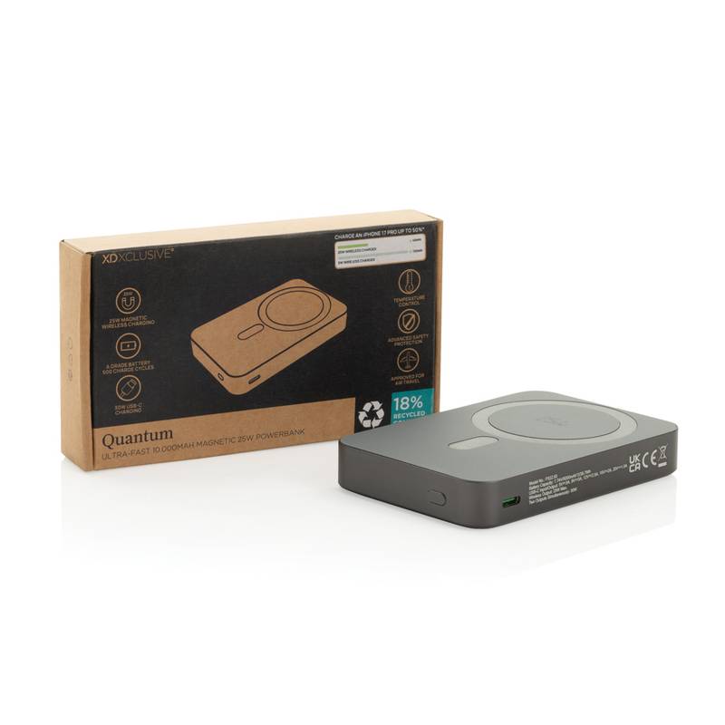 Quantum RCS ultra-rýchla 10 000 mAh magnet. 25W powerbanka, sivá - čierna Quantum RCS ultra-rýchla 10 000 mAh magnet. 25W powerbanka, sivá - čierna