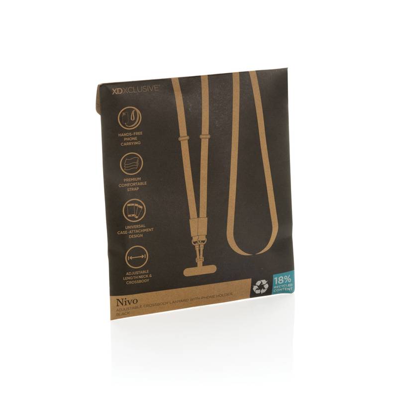 Nivo RCS recyklovaný PET crossbody šnúrka, čierna Nivo RCS recyklovaný PET crossbody šnúrka, čierna