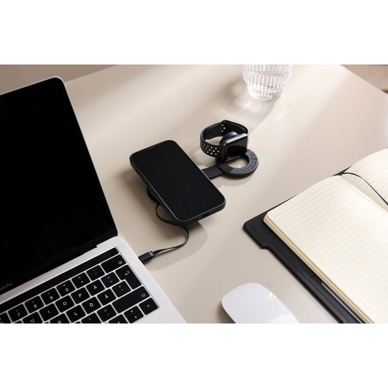 VINGA Baltimore RCS 2v1 bezdrôtová 15W cestovná nabíjačka, čierna VINGA Baltimore RCS 2v1 bezdrôtová 15W cestovná nabíjačka, čierna