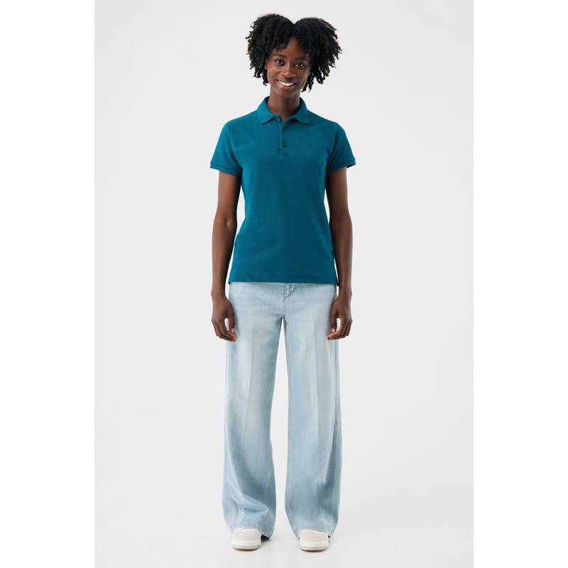 Dámske polo tričko IQONIQ Yosemite z recykl. bavlny, modrá Dark Teal, L Dámske polo tričko IQONIQ Yosemite z recykl. bavlny, modrá Dark Teal, L
