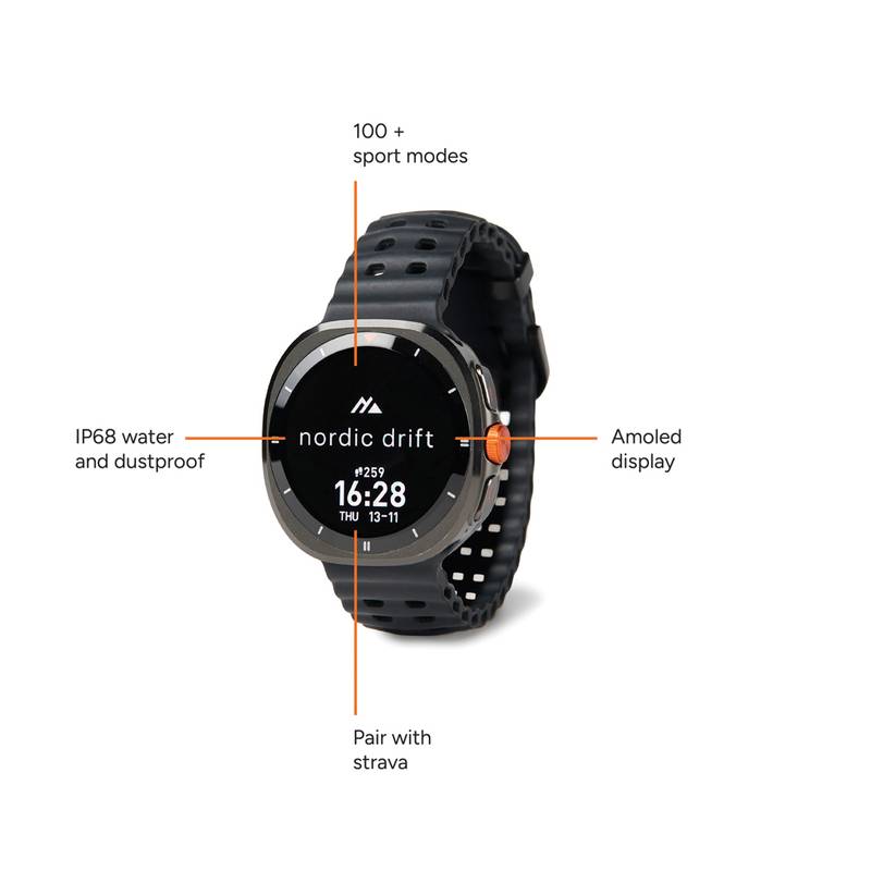 Nordic Drift Titan vysoko výkonné hodinky, čierna Nordic Drift Titan vysoko výkonné hodinky, čierna
