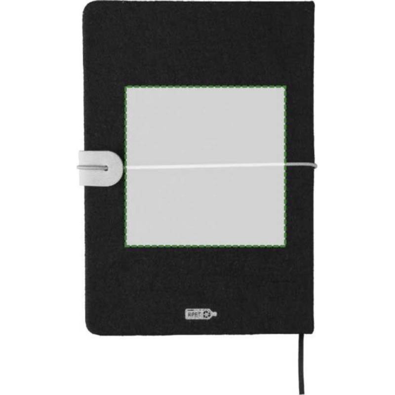 Recyklovaný plstěný zápisník (A5) Dario, černá Recyklovaný plstěný zápisník (A5) Dario, černá