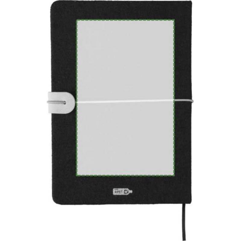 Recyklovaný plstěný zápisník (A5) Dario, černá Recyklovaný plstěný zápisník (A5) Dario, černá