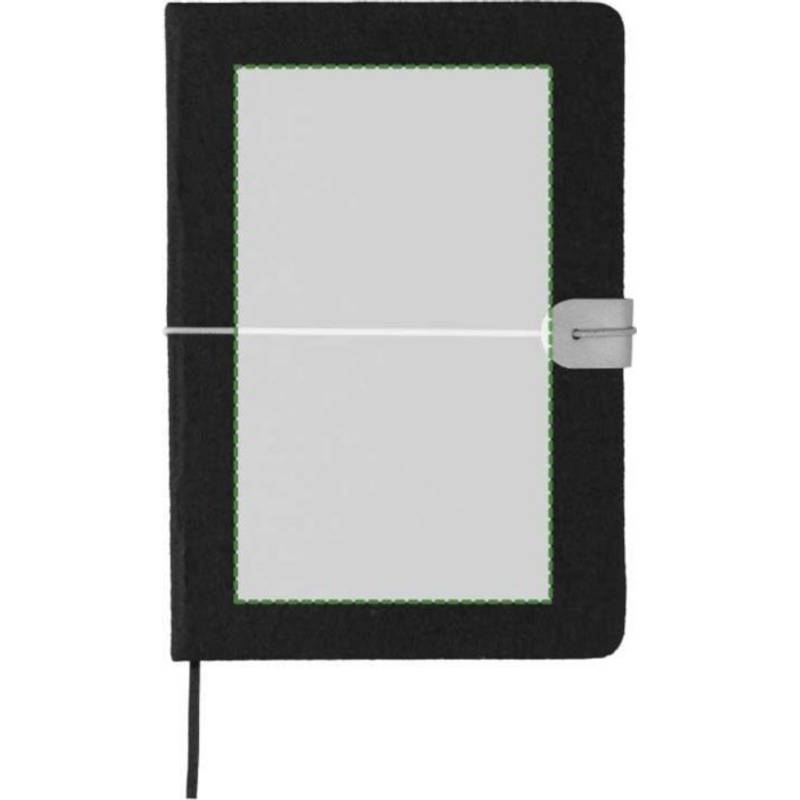 Recyklovaný plstěný zápisník (A5) Dario, černá Recyklovaný plstěný zápisník (A5) Dario, černá