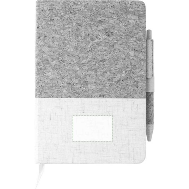 Korkový a lněný zápisník a kuličkové pero z pšeničné slámy Kenzo, hnědá Korkový a lněný zápisník a kuličkové pero z pšeničné slámy Kenzo, hnědá