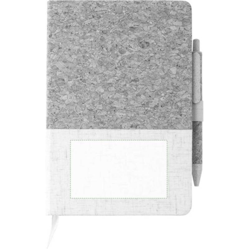 Korkový a lněný zápisník a kuličkové pero z pšeničné slámy Kenzo, hnědá Korkový a lněný zápisník a kuličkové pero z pšeničné slámy Kenzo, hnědá