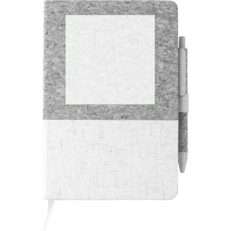 Korkový a lněný zápisník a kuličkové pero z pšeničné slámy Kenzo, hnědá Korkový a lněný zápisník a kuličkové pero z pšeničné slámy Kenzo, hnědá