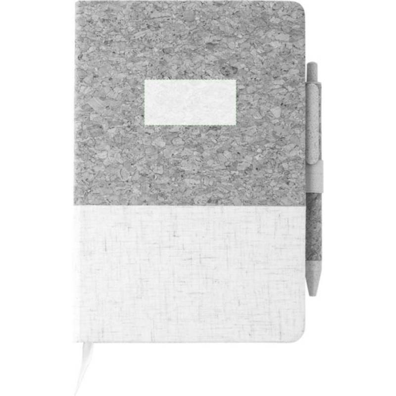 Korkový a lněný zápisník a kuličkové pero z pšeničné slámy Kenzo, hnědá Korkový a lněný zápisník a kuličkové pero z pšeničné slámy Kenzo, hnědá