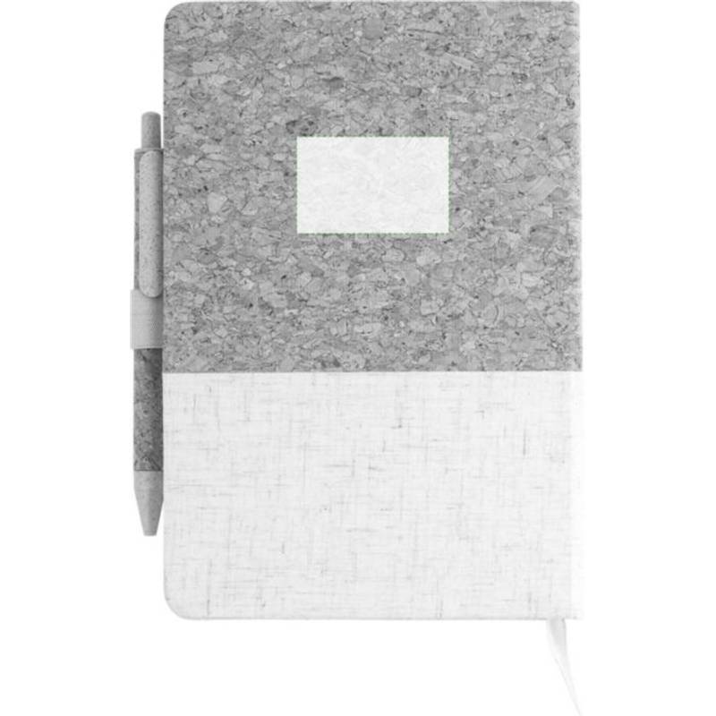 Korkový a lněný zápisník a kuličkové pero z pšeničné slámy Kenzo, hnědá Korkový a lněný zápisník a kuličkové pero z pšeničné slámy Kenzo, hnědá