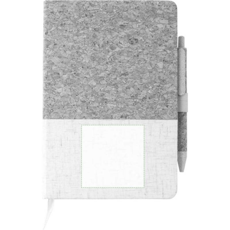 Korkový a lněný zápisník a kuličkové pero z pšeničné slámy Kenzo, hnědá Korkový a lněný zápisník a kuličkové pero z pšeničné slámy Kenzo, hnědá