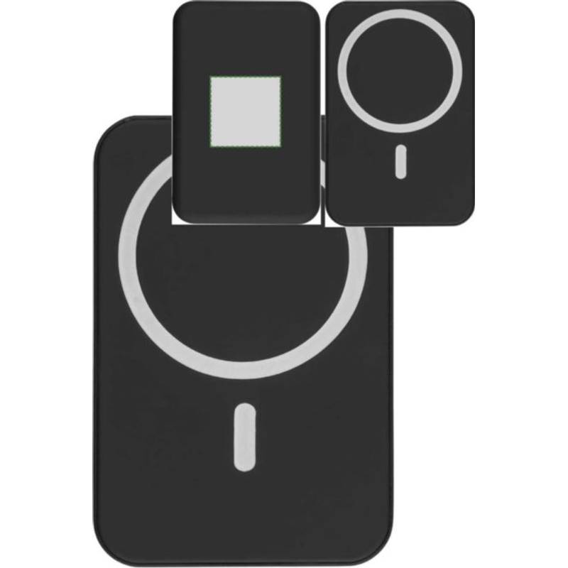 Recyklovaný bezdrátový nabíjecí powerbank Meno, černá Recyklovaný bezdrátový nabíjecí powerbank Meno, černá