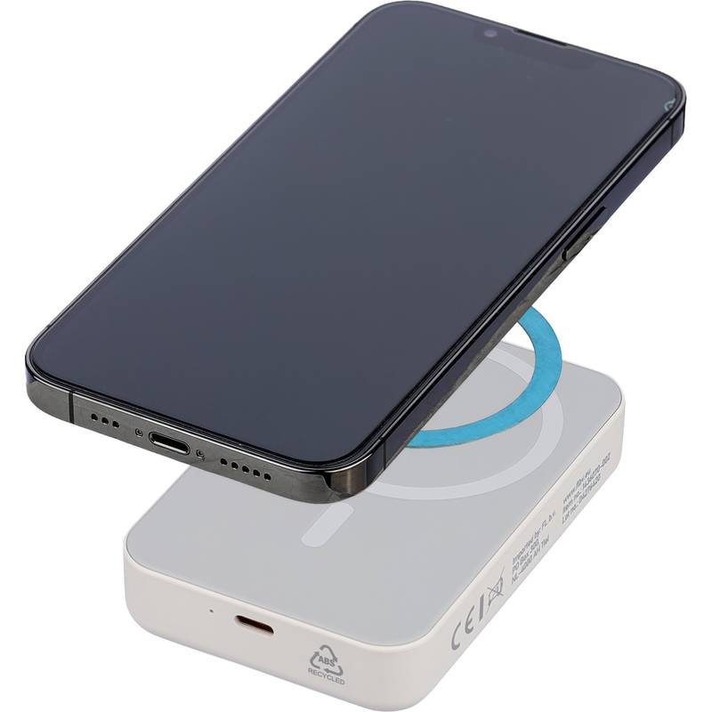 Recyklovaný bezdrátový nabíjecí powerbank Meno, černá Recyklovaný bezdrátový nabíjecí powerbank Meno, černá