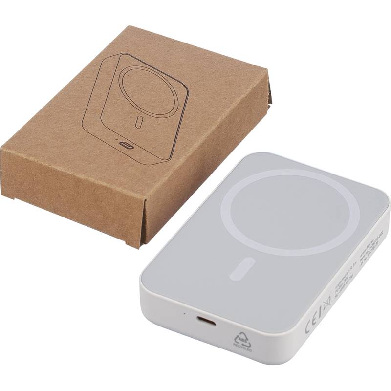 Recyklovaný bezdrátový nabíjecí powerbank Meno, černá Recyklovaný bezdrátový nabíjecí powerbank Meno, černá