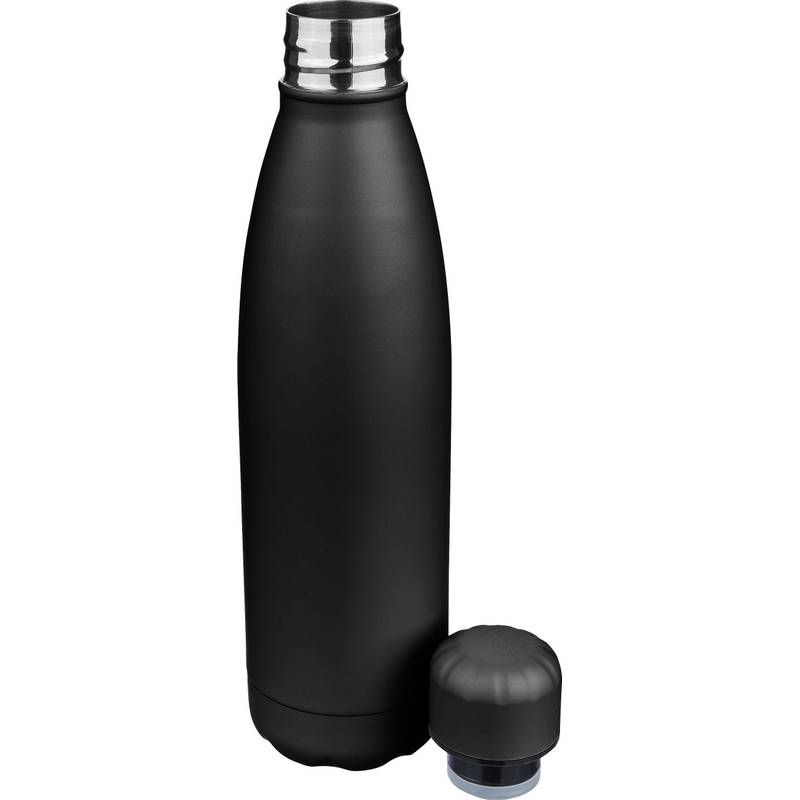 Dvoustěnná láhev na pití s recyklovanou vrstvou 500 ml Sunny, černá Dvoustěnná láhev na pití s recyklovanou vrstvou 500 ml Sunny, černá