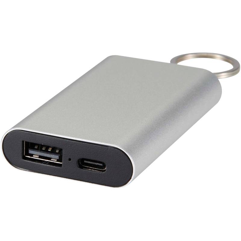 Arcturus powerbanka z recykl. hliníku s kapacitou 2000 mAh a klíčenkou, šedá Silver Arcturus powerbanka z recykl. hliníku s kapacitou 2000 mAh a klíčenkou, šedá Silver