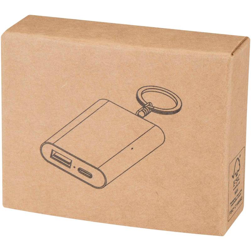 Arcturus powerbanka z recykl. hliníku s kapacitou 2000 mAh a klíčenkou, šedá Silver Arcturus powerbanka z recykl. hliníku s kapacitou 2000 mAh a klíčenkou, šedá Silver