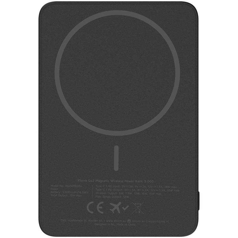 Xtorm Go2 15W bezdrátová powerbanka s kapacitou 5 000 mAh, černá Xtorm Go2 15W bezdrátová powerbanka s kapacitou 5 000 mAh, černá