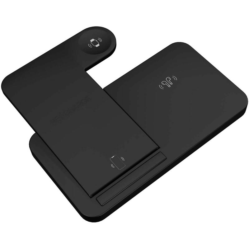 SCX.design W28 Bezdrátová nabíjecí základna 3 v 1 se stojanem na telefon, černá SCX.design W28 Bezdrátová nabíjecí základna 3 v 1 se stojanem na telefon, černá