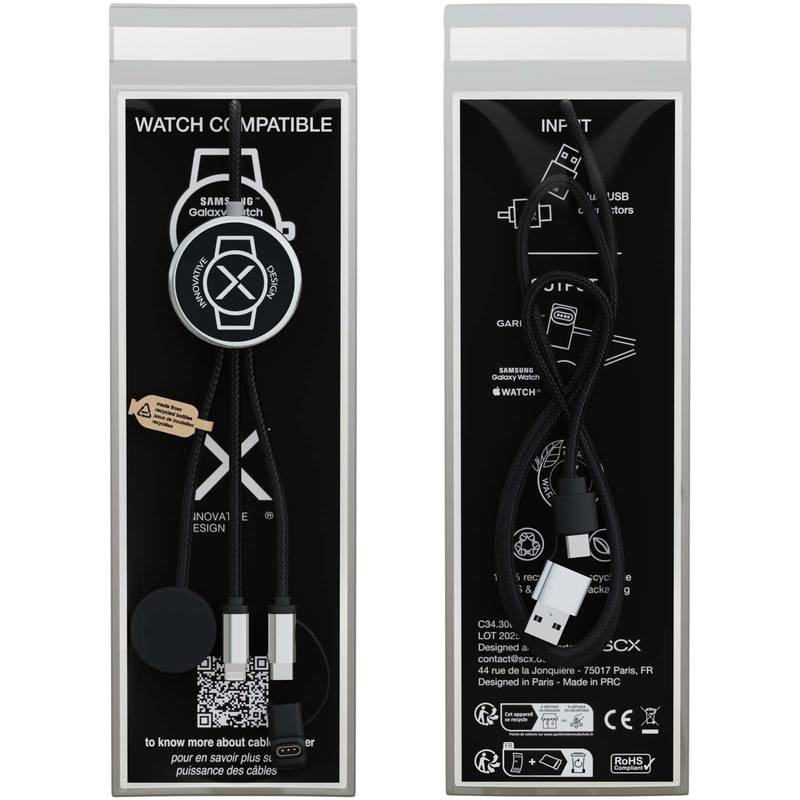 SCX.design C34 nabíjecí kabel pro chytré hodinky 7 v 1, černá SCX.design C34 nabíjecí kabel pro chytré hodinky 7 v 1, černá