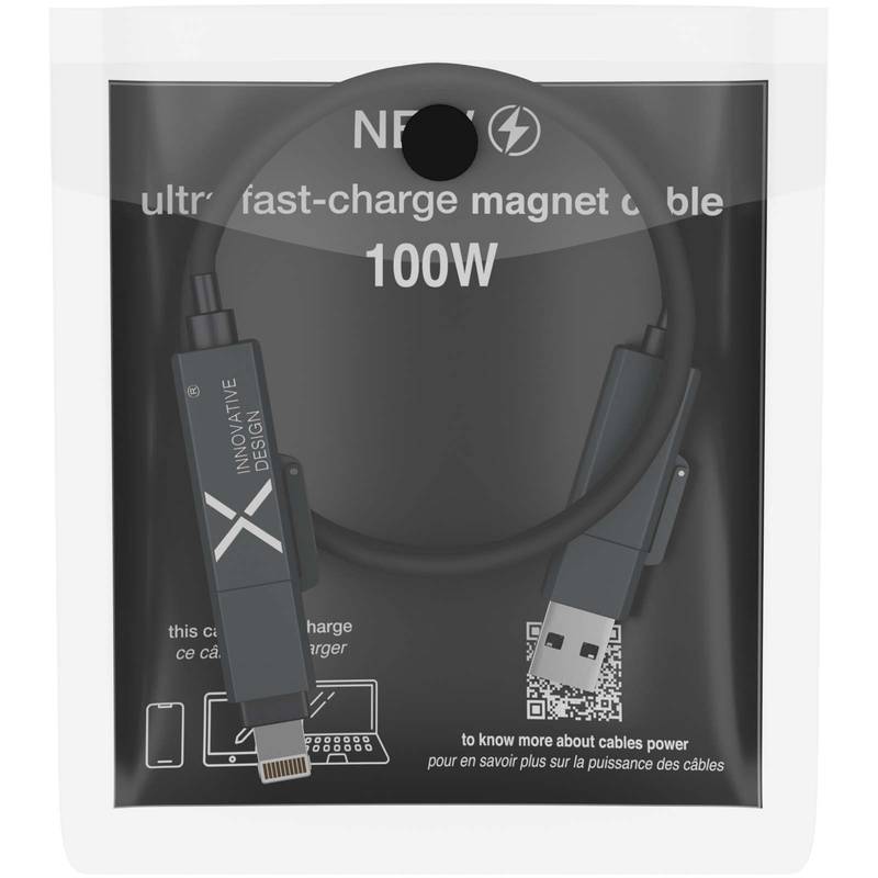 SCX.design C59 100 W magnetický silikonový nabíjecí kabel, černá SCX.design C59 100 W magnetický silikonový nabíjecí kabel, černá
